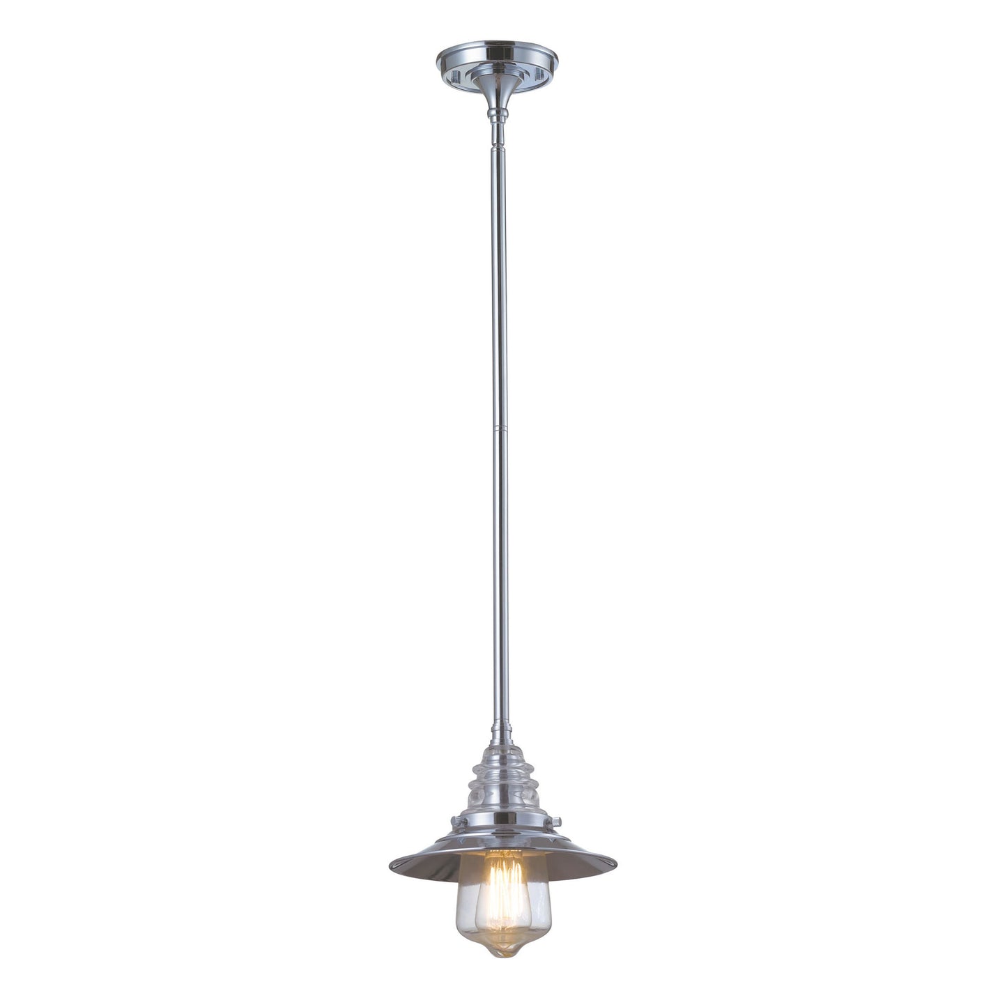 Insulator Glass 9'' Wide 1-Light Mini Pendant - Polished Chrome