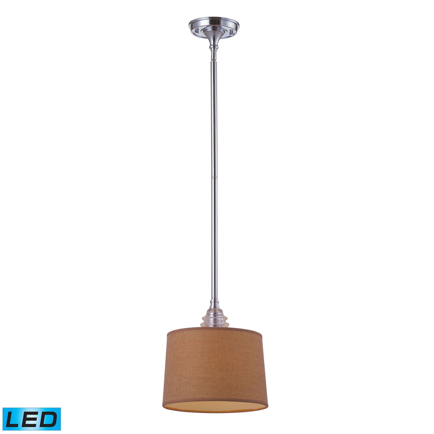 Insulator Glass 10'' Wide 1-Light Mini Pendant - Polished Chrome - Includes LED Bulb