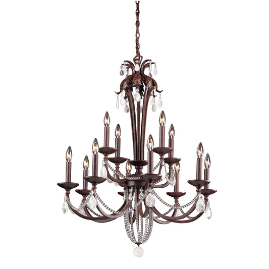 Chateau 32'' Wide 12-Light Chandelier - Mahogany