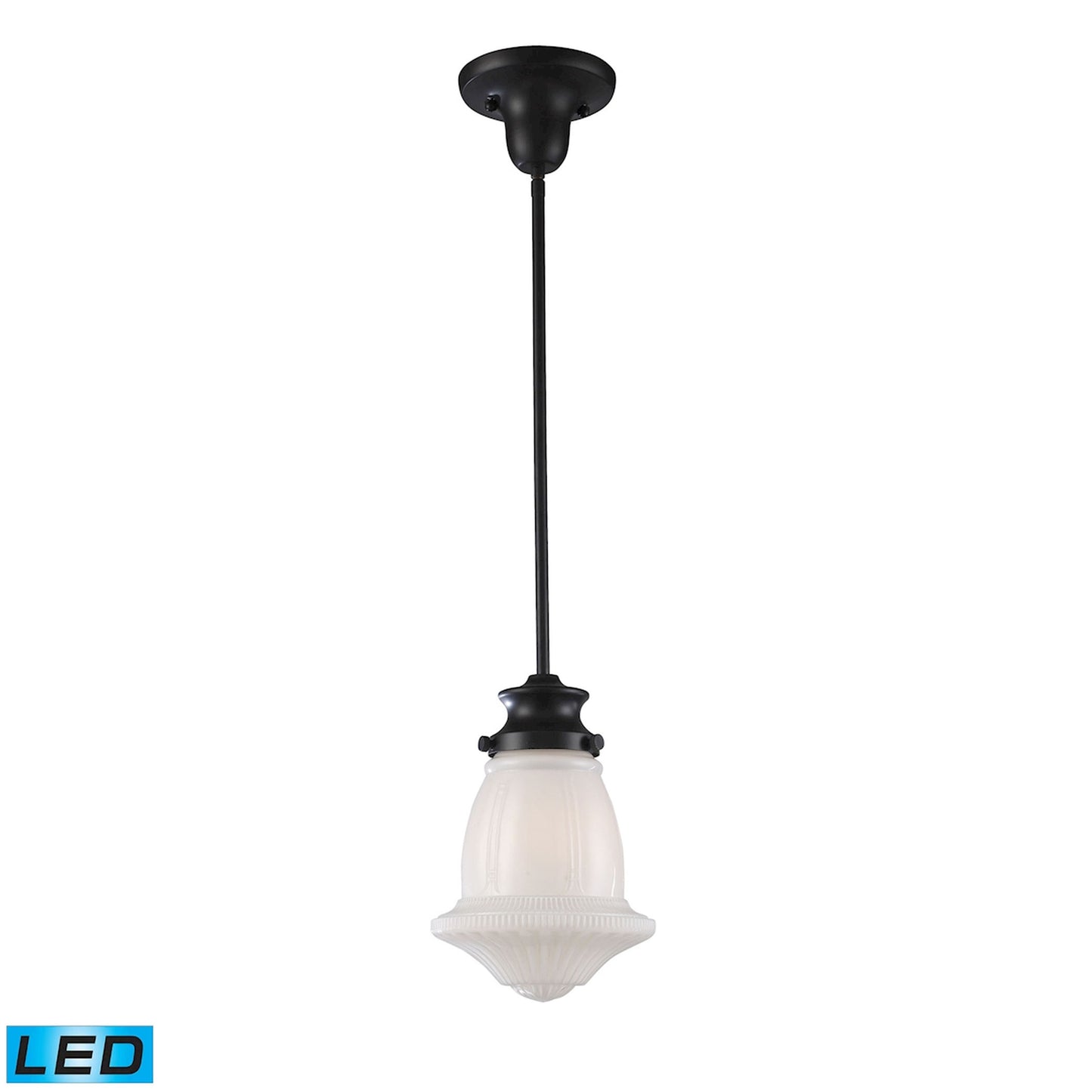 Schoolhouse 8'' Wide 1-Light Mini Pendant - Oiled Bronze - Includes LED Bulb