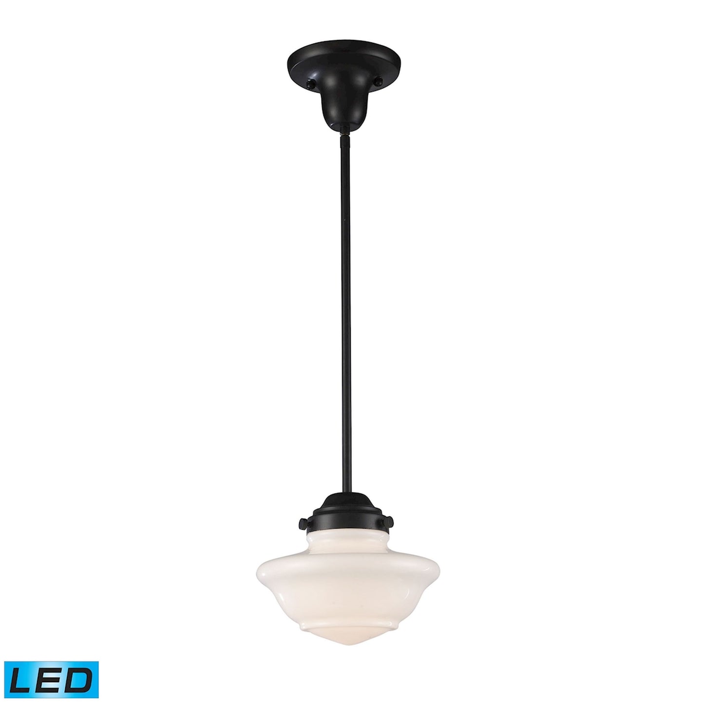 Schoolhouse 8'' Wide 1-Light Mini Pendant - Oiled Bronze - Includes LED Bulb