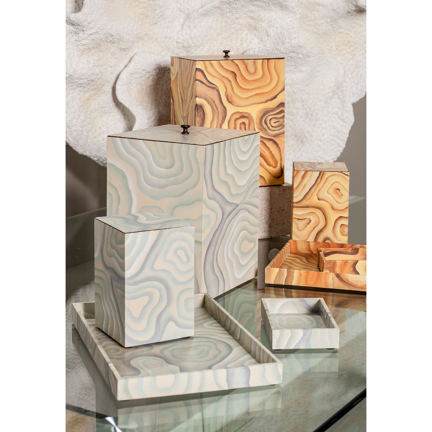 Desert Agate Toothbrush Holder - Hand-Painted Coastal Agate Pattern