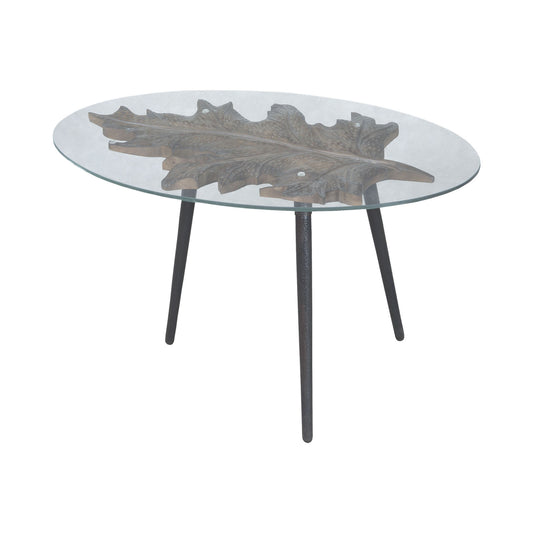 Carved Leaf Accent Table - New Signature Stain and Black