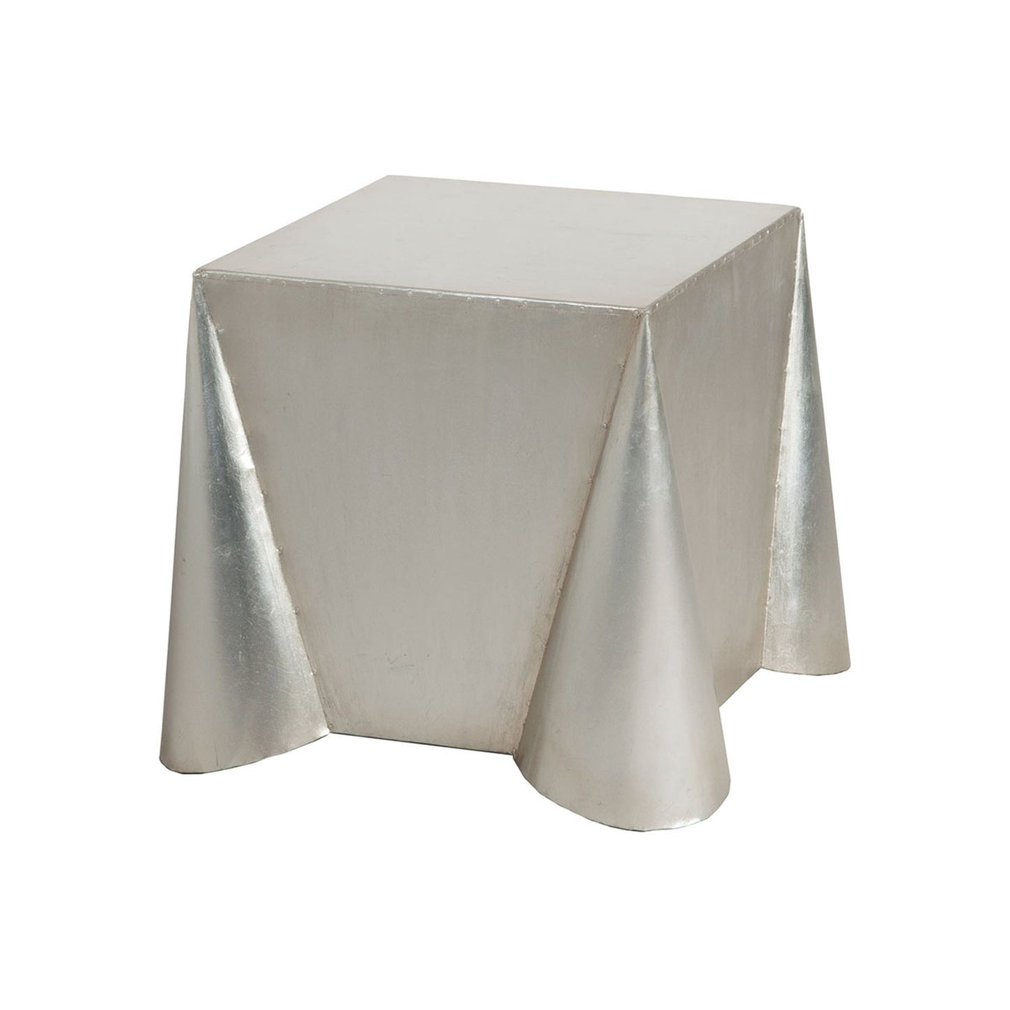 Tin Covered Side Table - Antique Silver Leaf