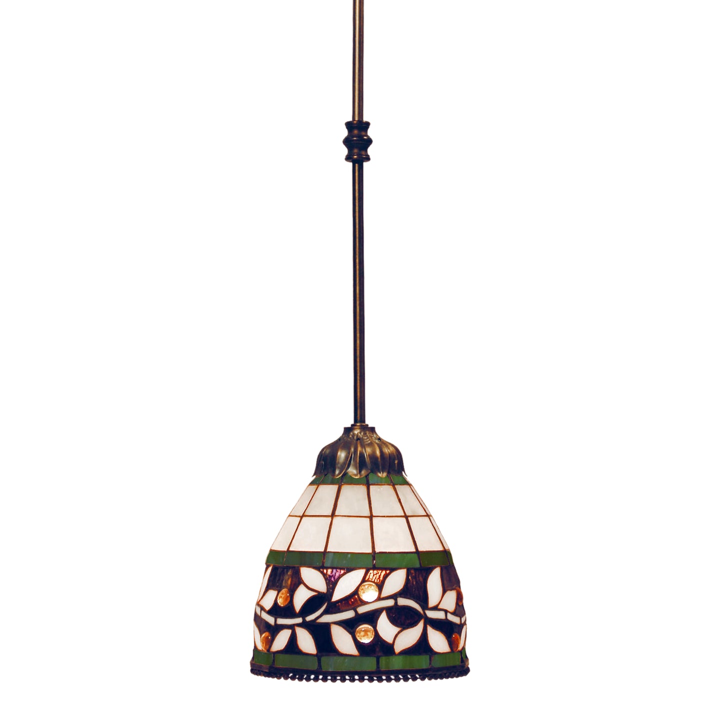 English Ivy 7'' Wide 1-Light Mini Pendant - Tiffany Bronze with Tiffany Style Glass