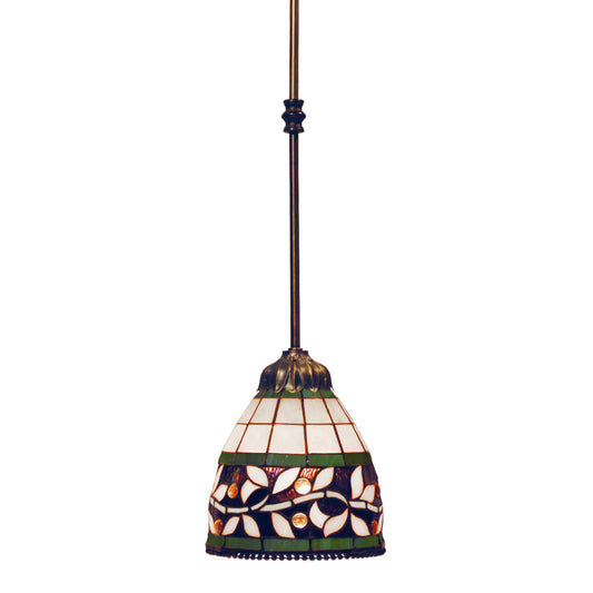English Ivy 7'' Wide 1-Light Mini Pendant - Tiffany Bronze with Tiffany Style Glass