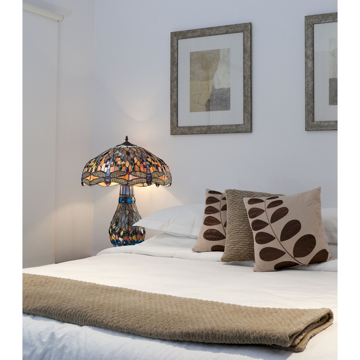 Dragonfly 26'' High 3-Light Table Lamp - Tiffany Glass