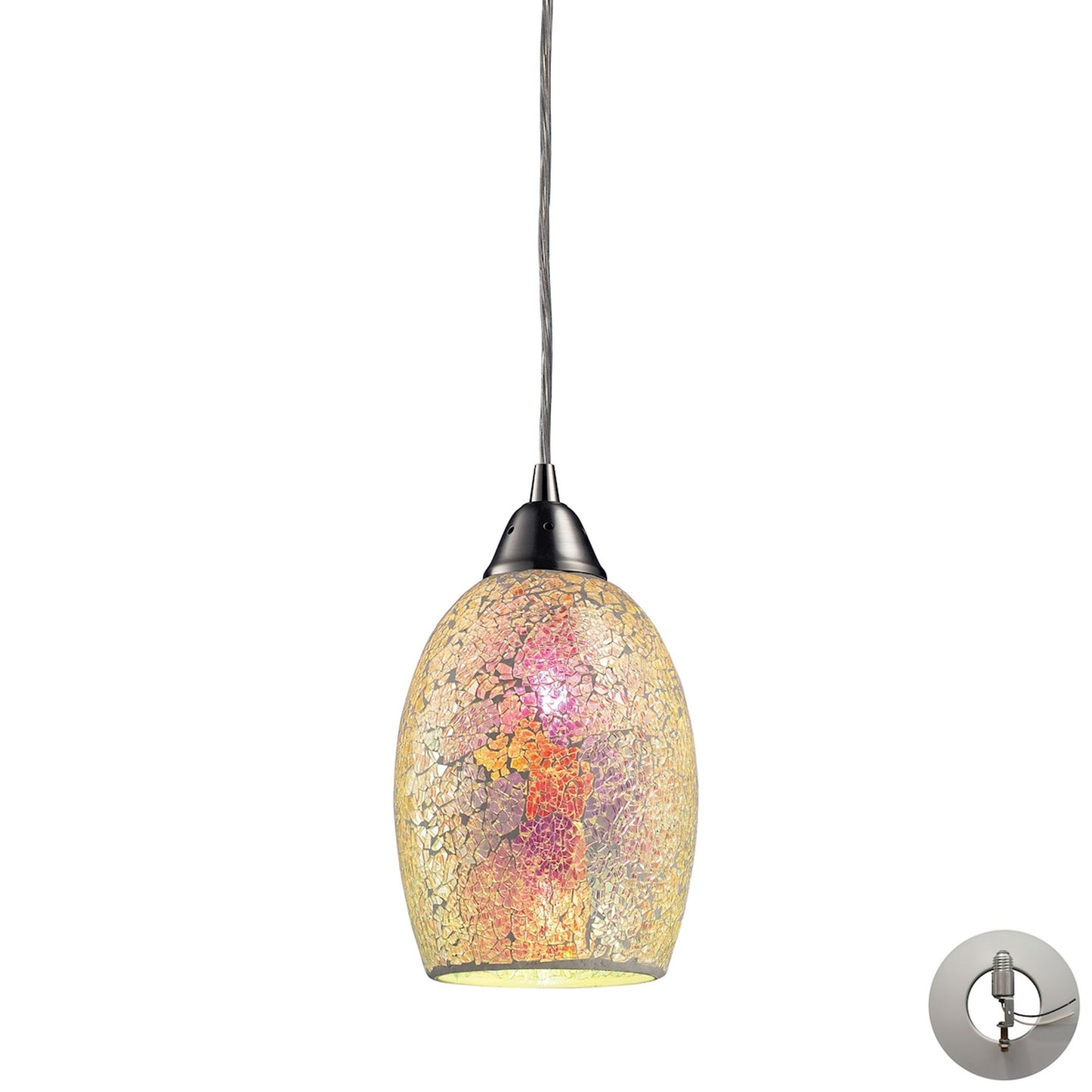 Avalon 5'' Wide 1-Light Pendant - Satin Nickel - Includes Adapter Kit