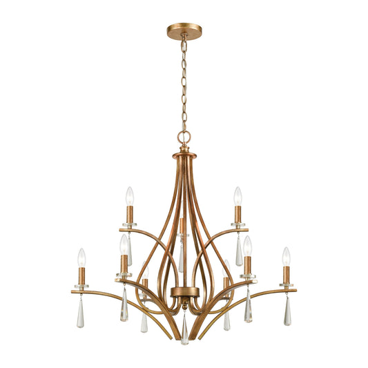 Katania 30'' Wide 9-Light Chandelier - Bronzed Gold