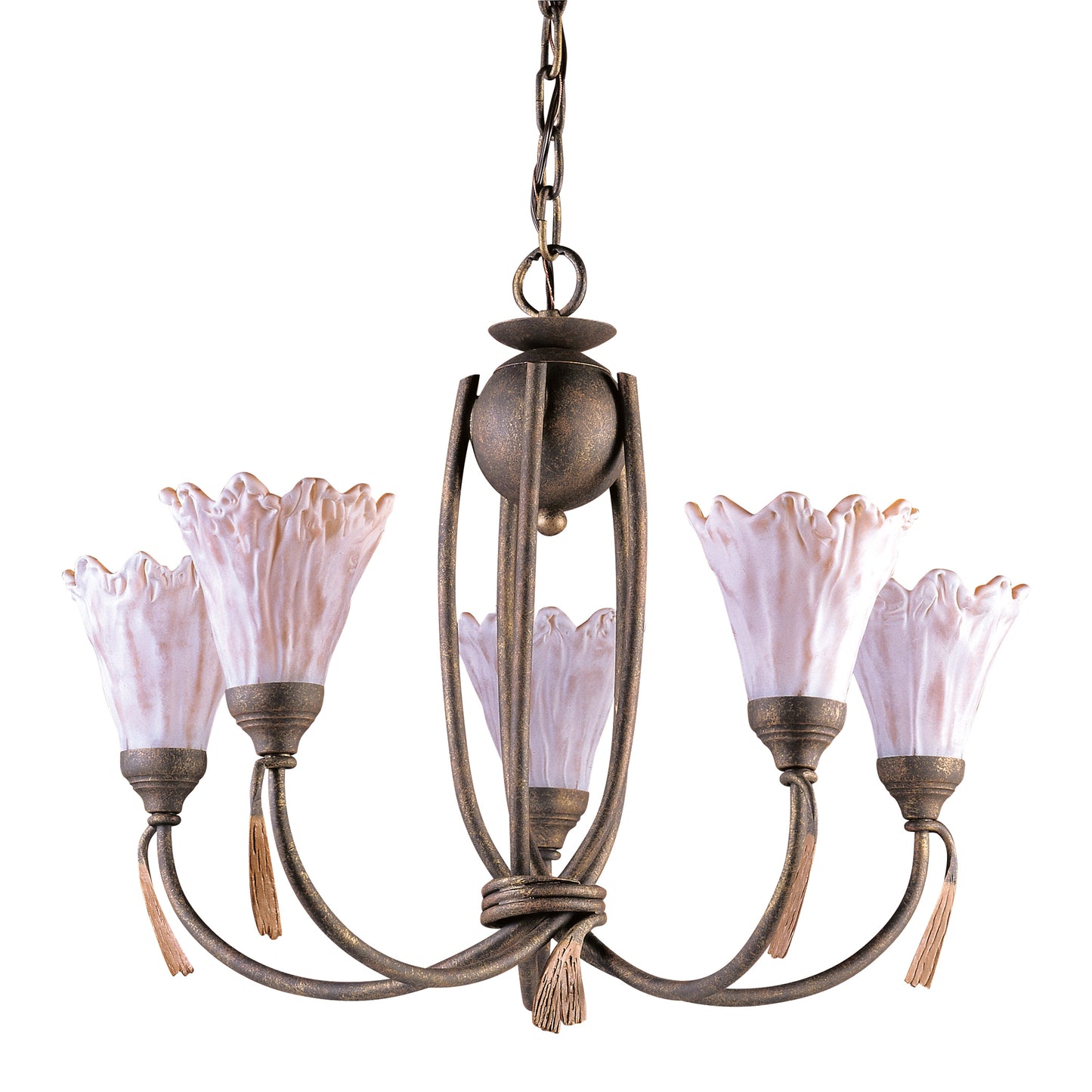 Villa D'Eleganza 24'' Wide 5-Light Chandelier - Olde World with Floral-Look Shades
