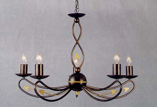 European Crafted 23'' Wide 5-Light Chandelier - Bronze/Gold Patina Accent