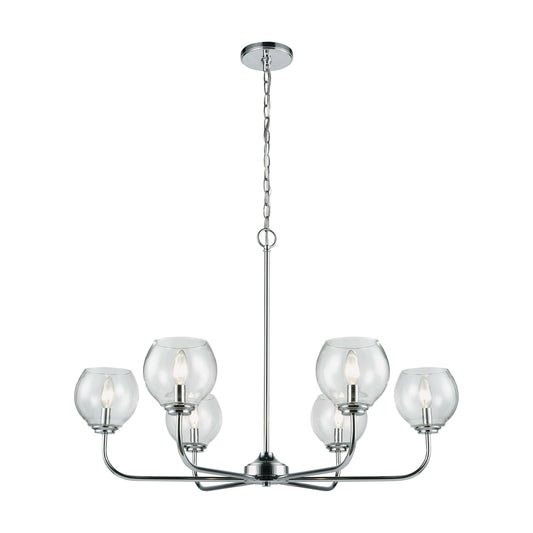 Emory 35'' Wide 6-Light Chandelier - Polished Chrome