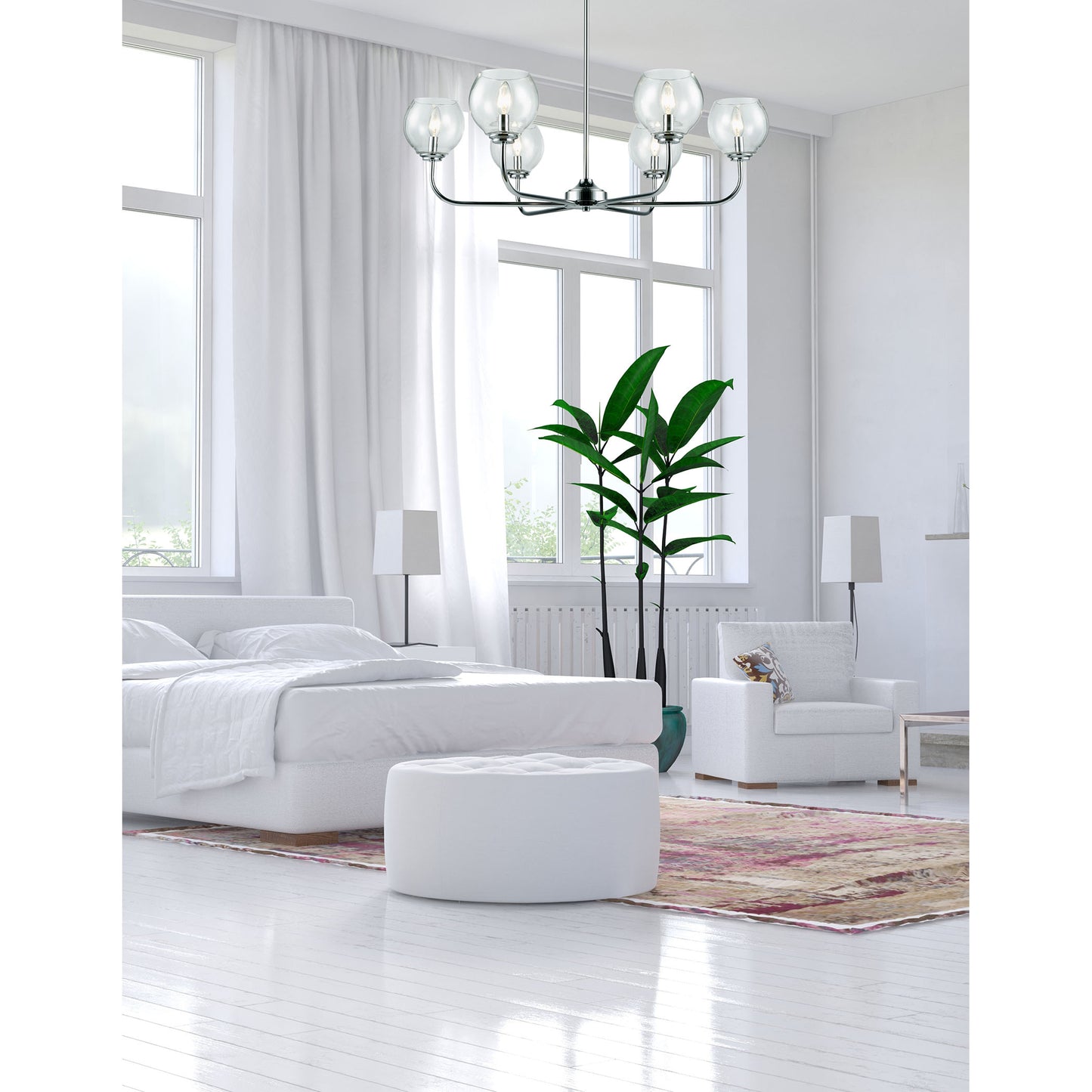 Emory 35'' Wide 6-Light Chandelier - Polished Chrome
