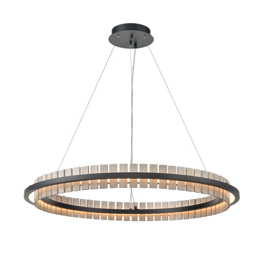 Hugo 36'' Wide Integrated LED Chandelier - Matte Black with Sunbleached Oak