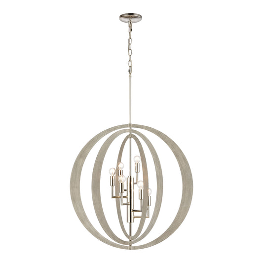 Retro Rings 26'' Wide 6-Light Chandelier - Sandy Beechwood