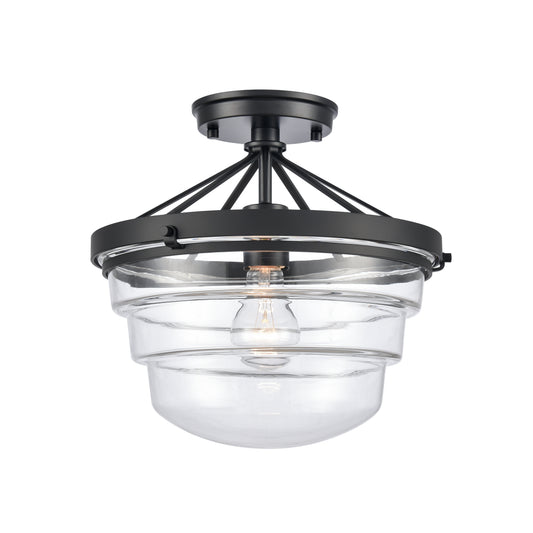 Boyer 12'' Wide 1-Light Semi Flush Mount - Matte Black