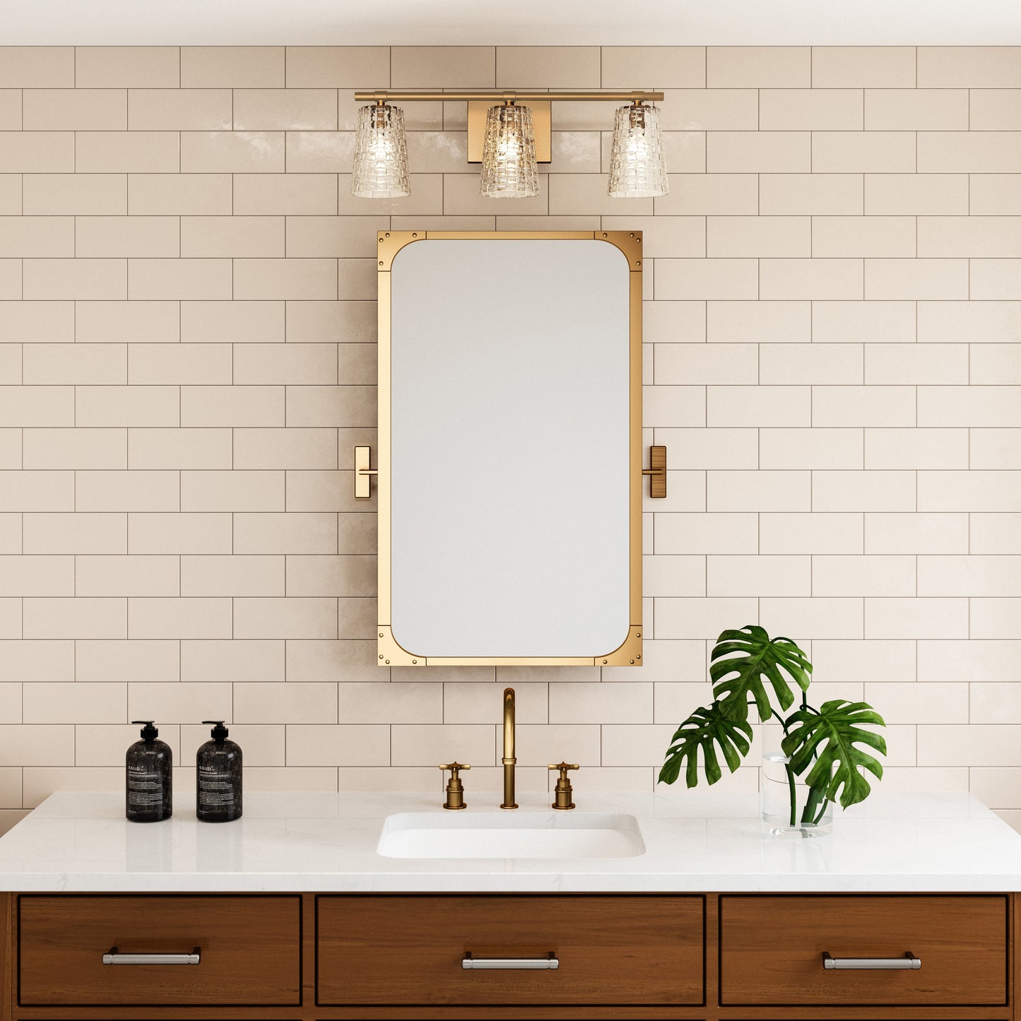 Lightweave 22'' Wide 3-Light Vanity Light - Satin Brass