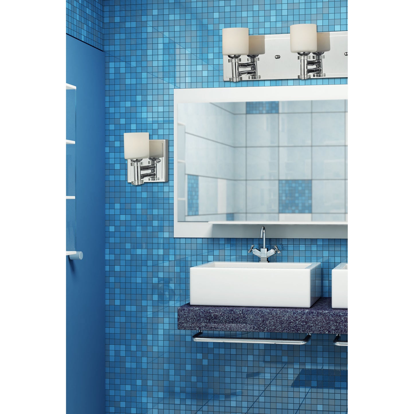 1LIGHT GLASS BATH BAR in CHROME FINISH