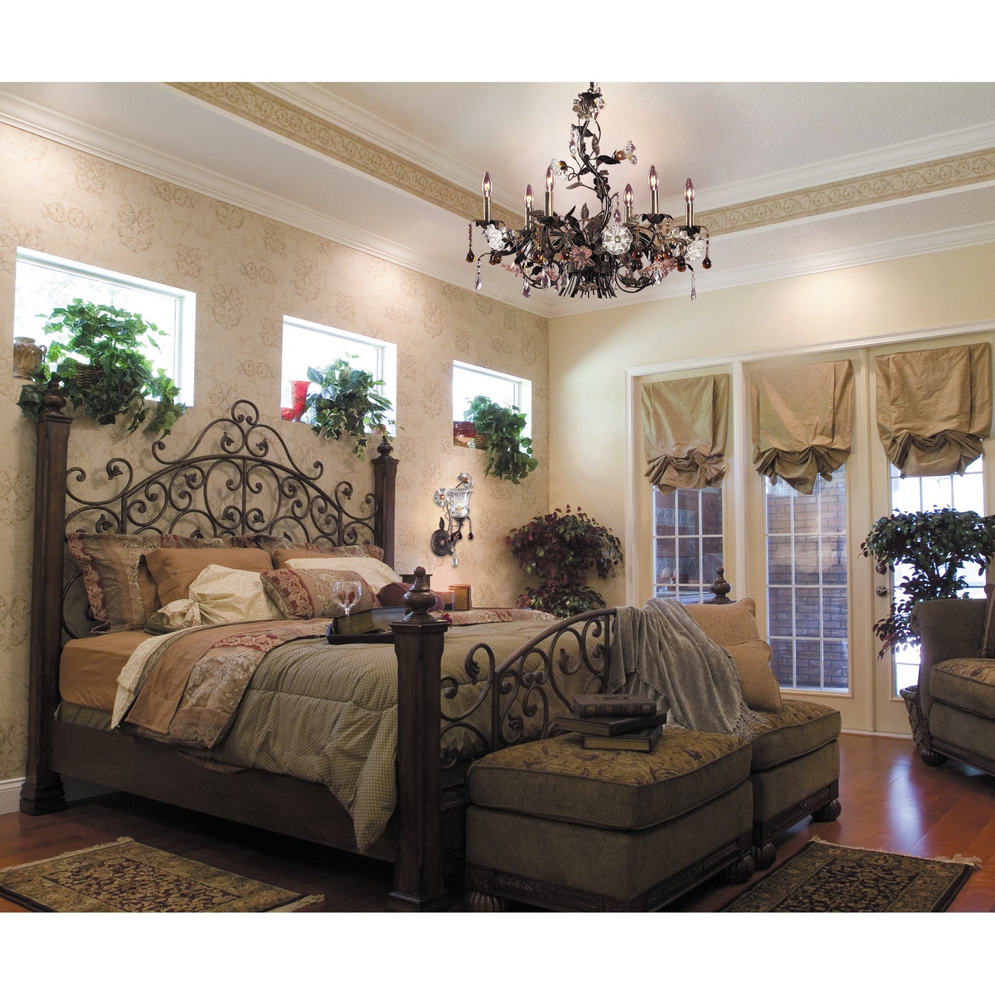 Cristallo Fiore 29'' Wide 6-Light Chandelier - Deep Rust