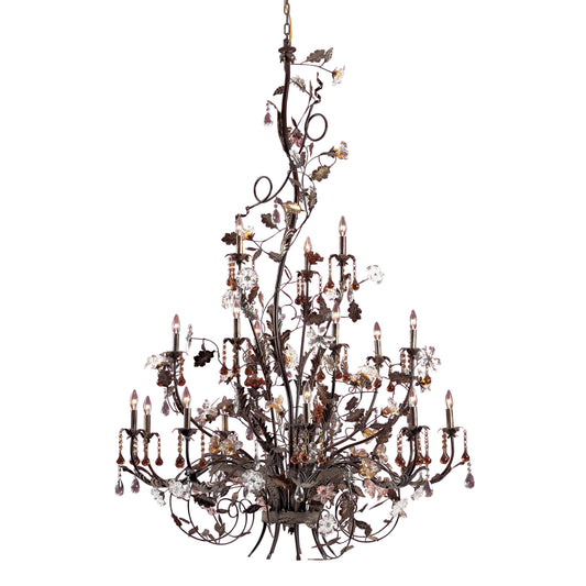 Cristallo Fiore 56'' Wide 18-Light Chandelier - Deep Rust