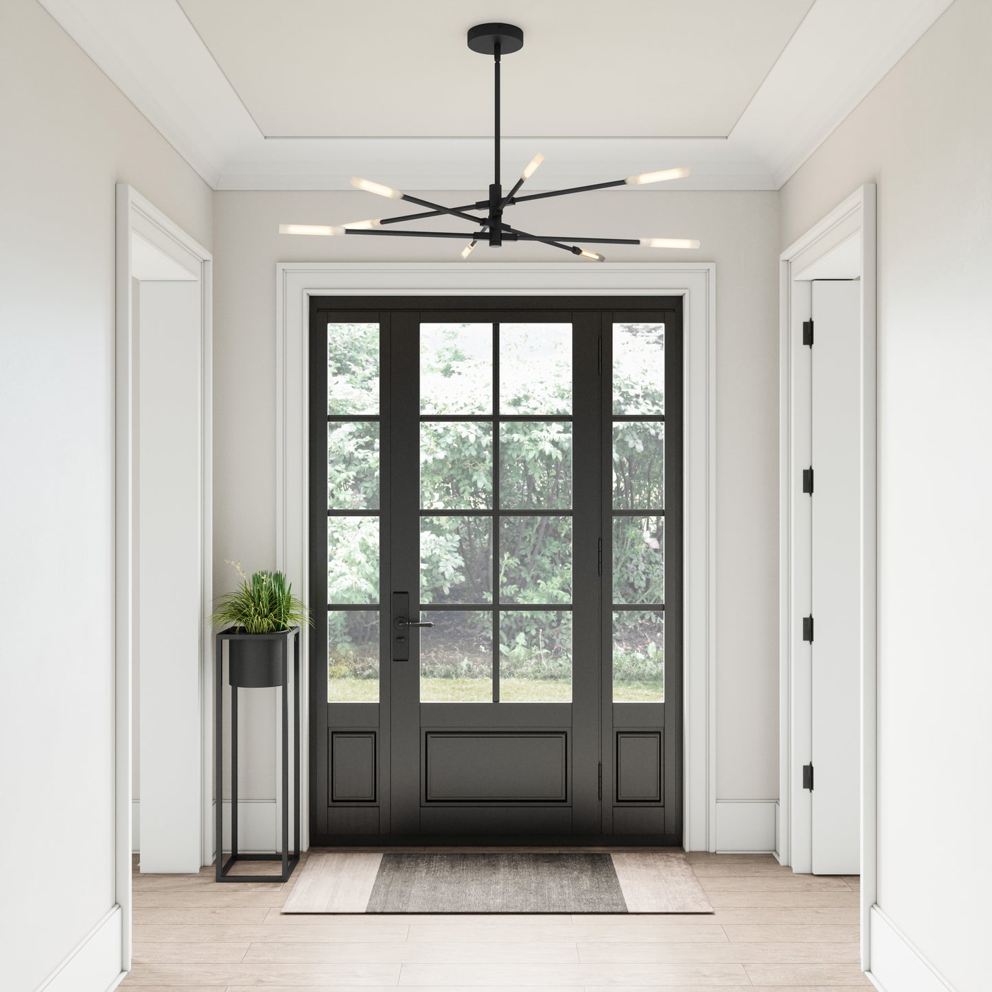 Light Streak 48.5'' Wide 8-Light Chandelier - Matte Black - Includes LED Bulb
