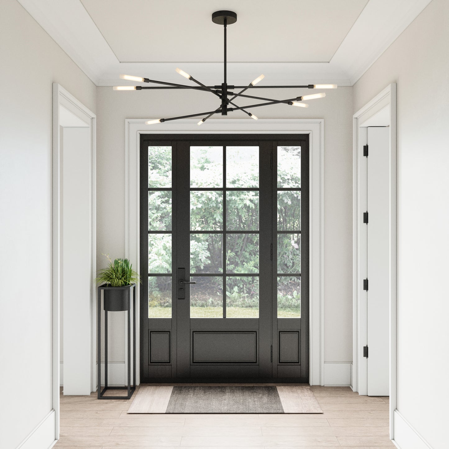Light Streak 55.5'' Wide 10-Light Chandelier - Matte Black - Includes LED Bulb