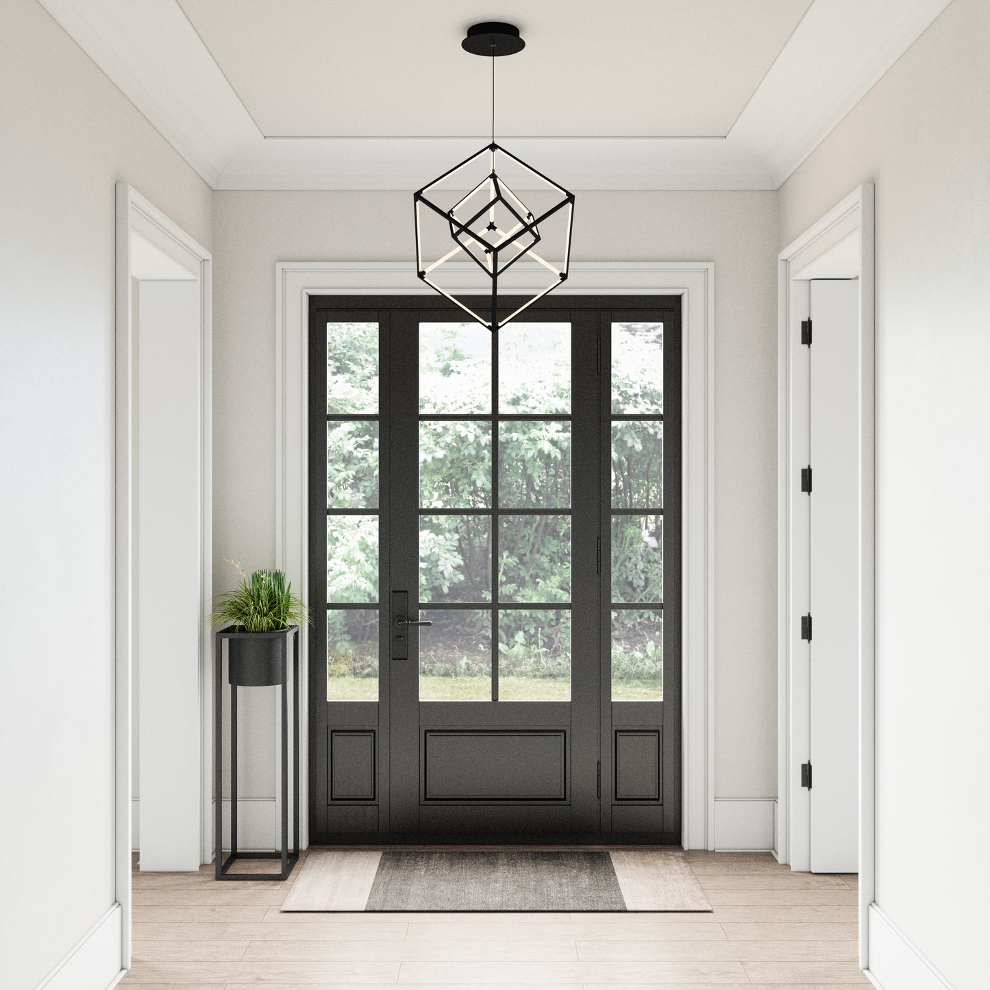 Cube Squared 17.75'' Wide Integrated LED Chandelier - Matte Black - Includes LED Bulb