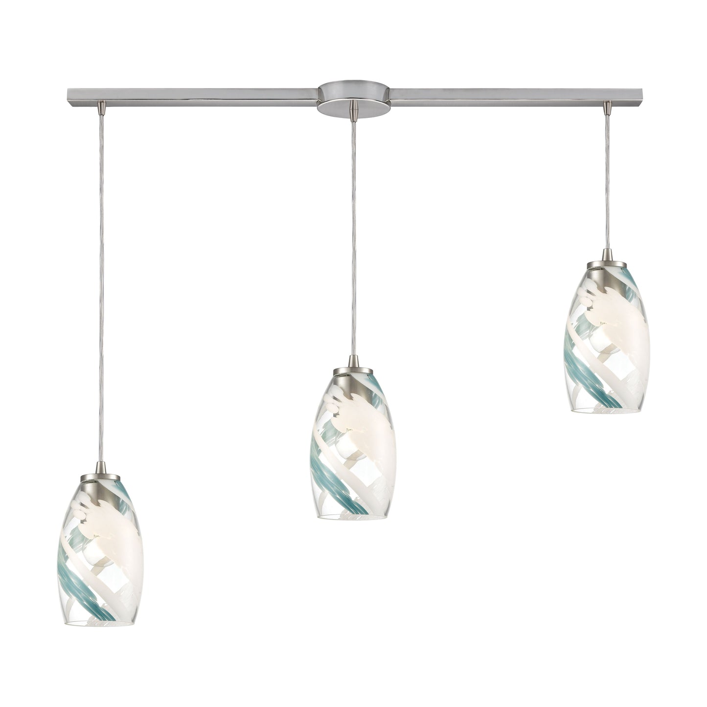 Turbulence 36'' Wide 3-Light Slim Linear Pendant - Satin Nickel