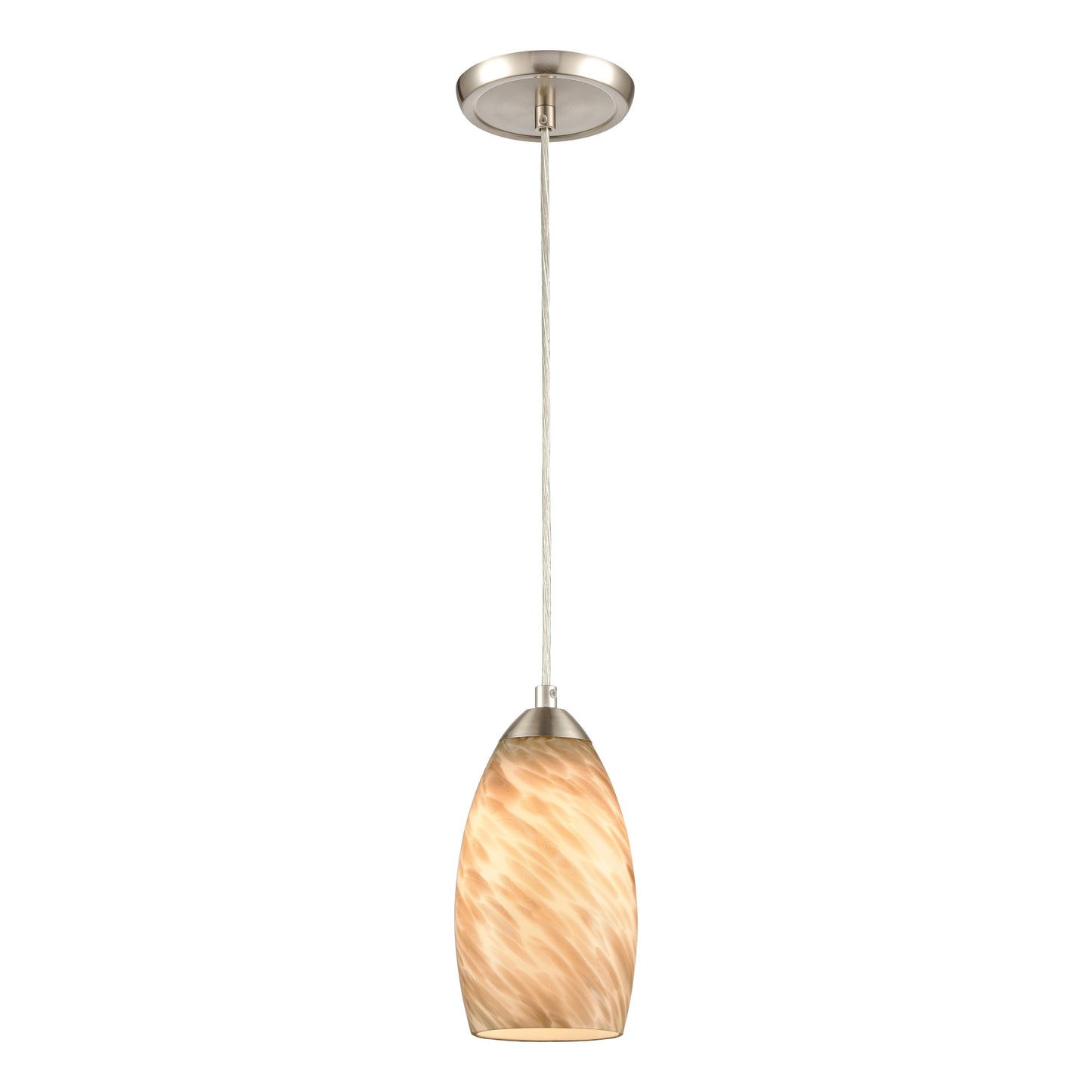 Evening Sky 5'' Wide 1-Light Mini Pendant - Satin Nickel With Tan Cloud Glass