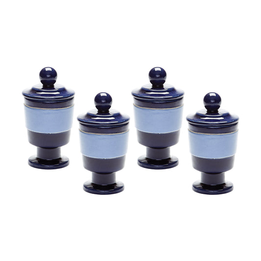 Polar Filled Votive - Set of 4 Navy and Denim