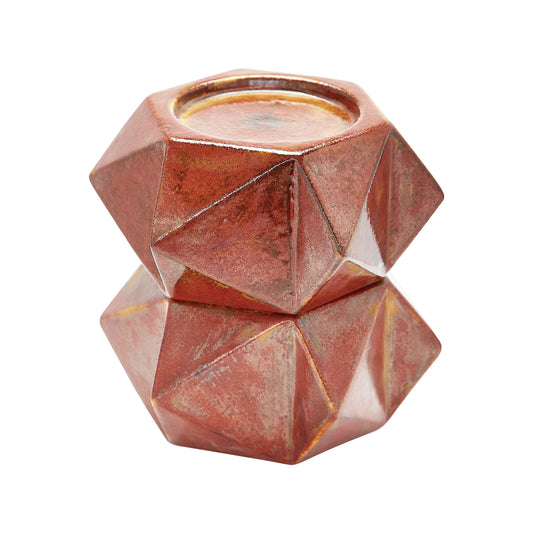 Ceramic Star Candle Holder - Set of 2 Large Russet
