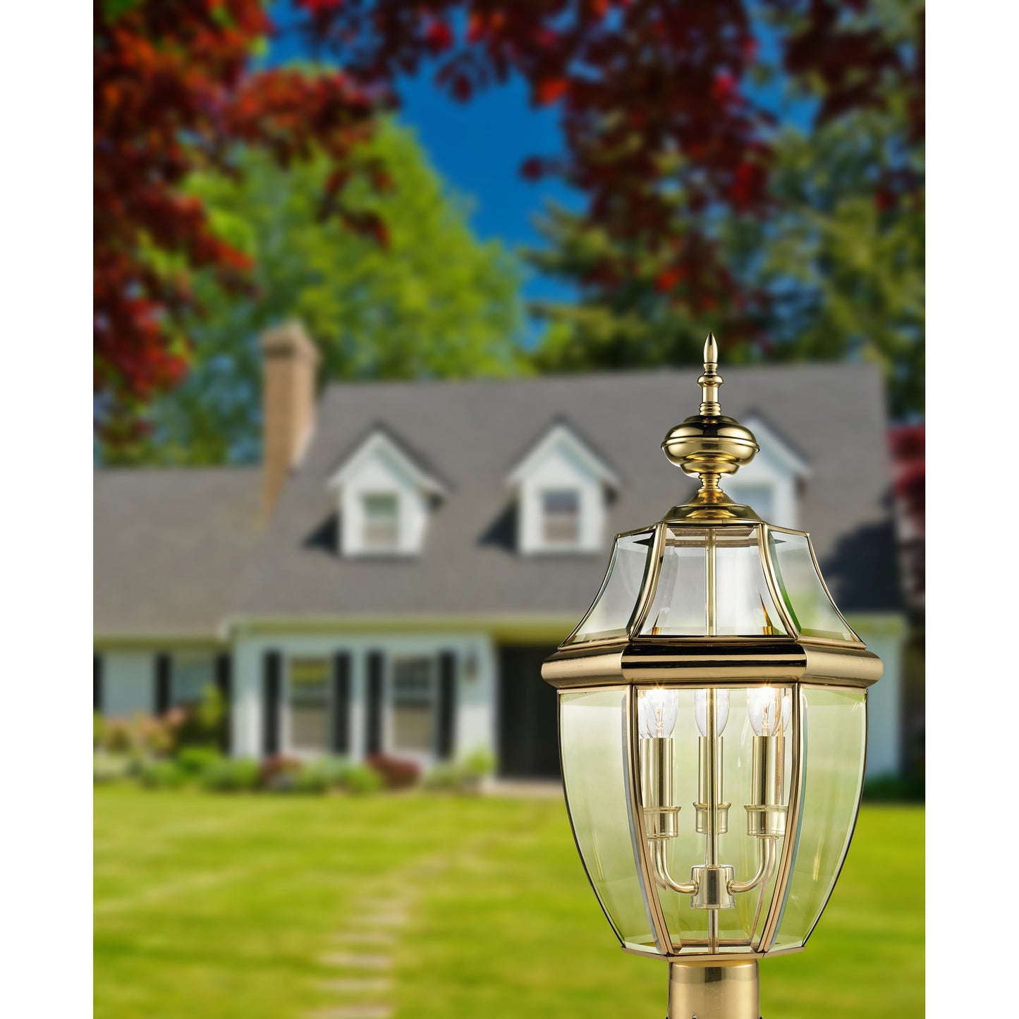 Ashford 23'' High 3-Light Outdoor Post Light - Large Antique Brass