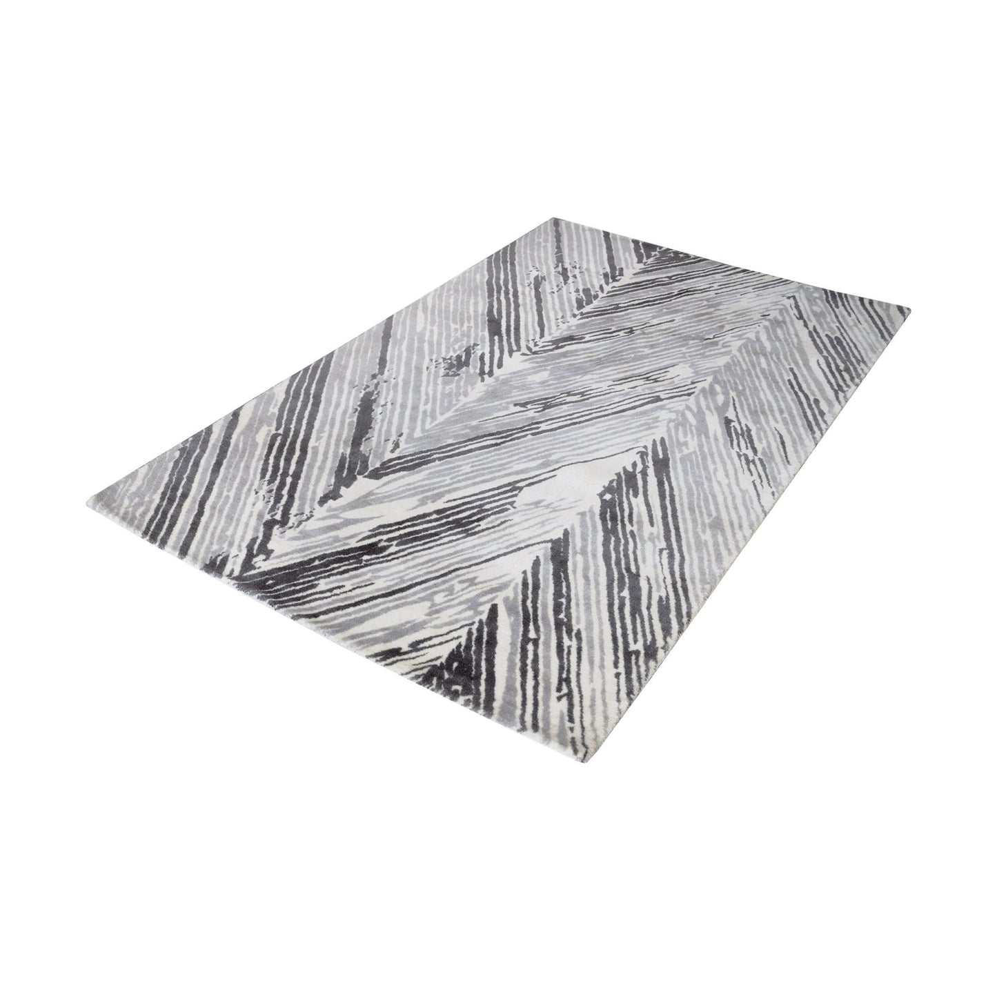 Rhythm Handwoven Printed Wool Rug 36x60 - Gray and White