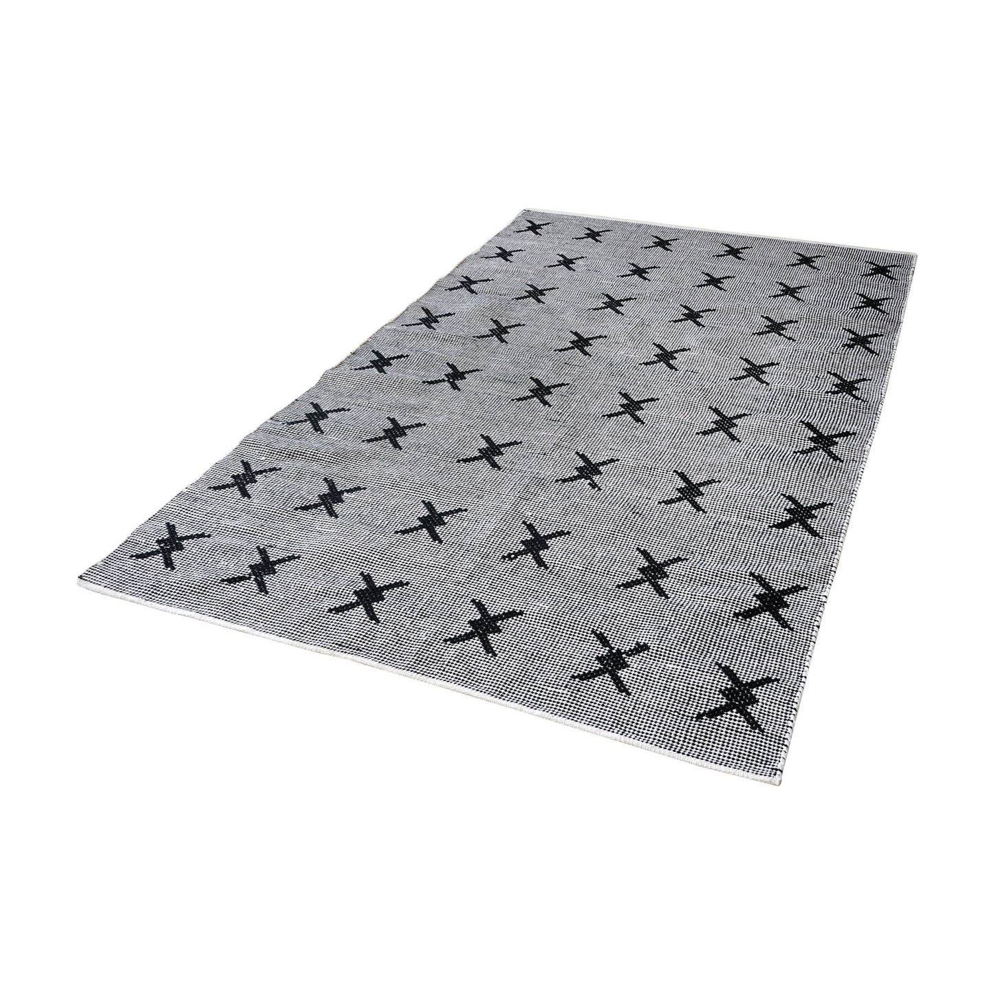 Eton Handwoven Cotton Rug 31x96 - Black and White