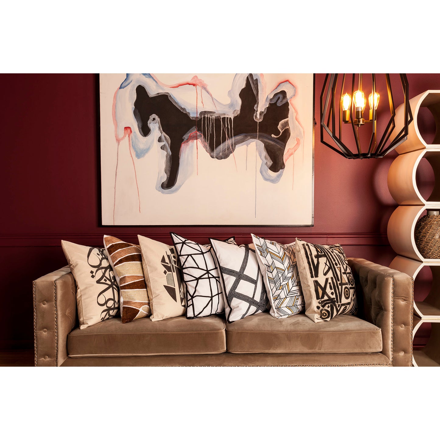 Brown Neutrals Pillow with Goose Down Insert
