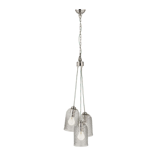 Hammered Glass 5'' Wide 3-Light Cluster Pendant - Clear