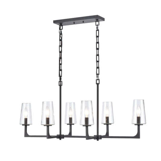 Fitzroy 36'' Wide 6-Light Linear Chandelier - Matte Black