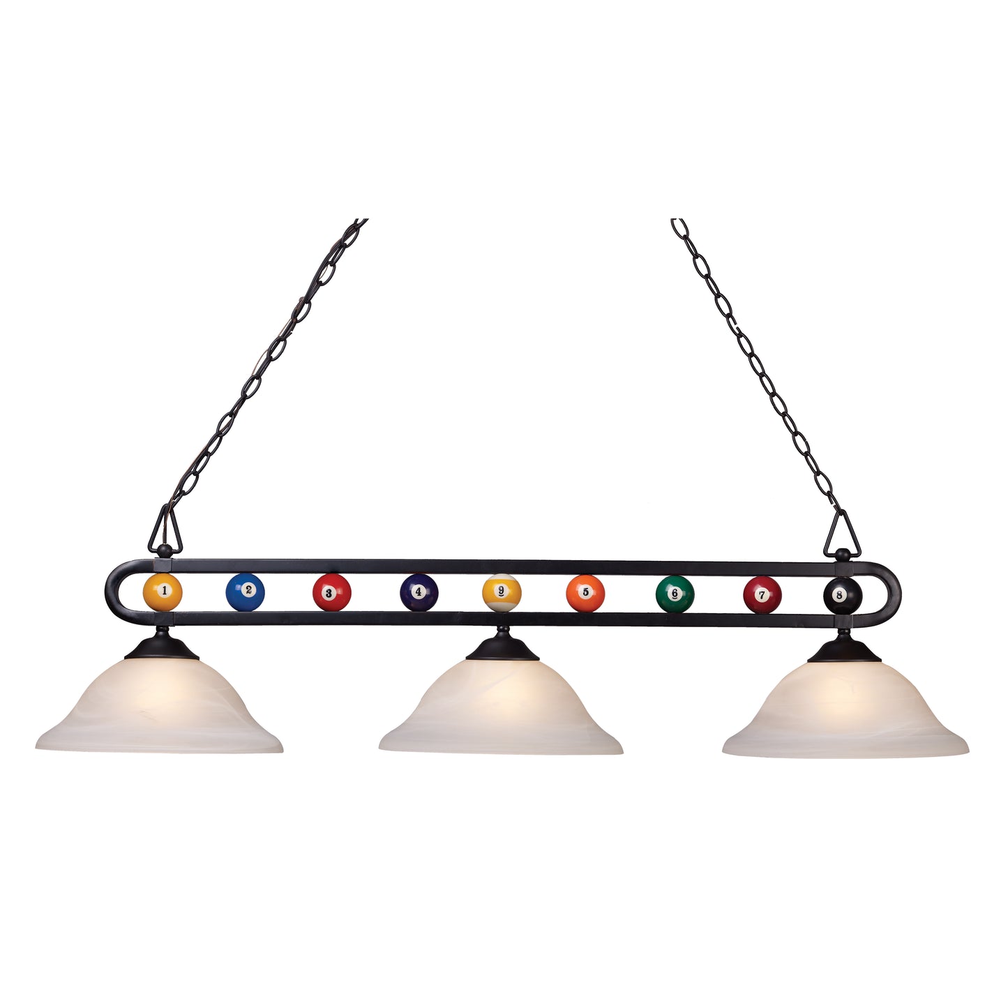 Billiard Motif 51'' Wide 3-Light Linear Chandelier - Matte Black