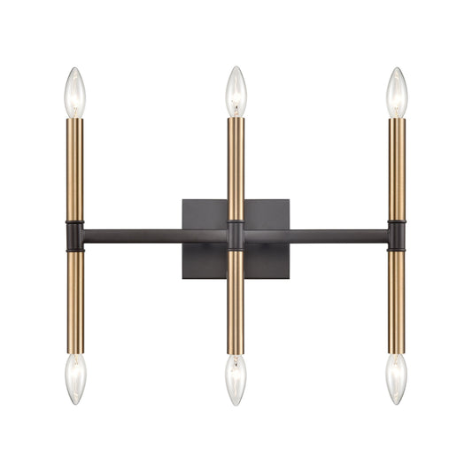 Notre Dame 13'' High 6-Light Bath Bar - Oil Rubbed Bronze and Gold