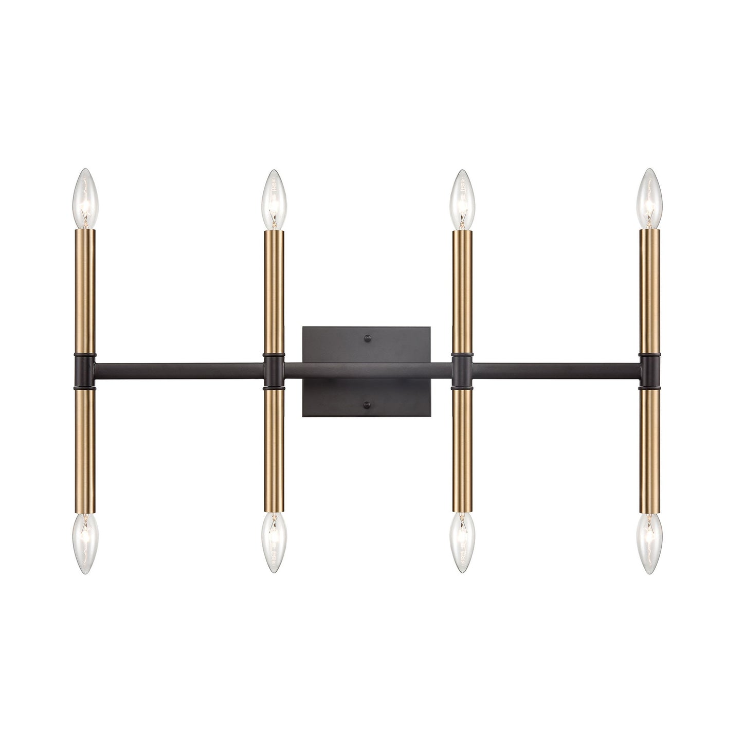 Notre Dame 13'' High 8-Light Bath Bar - Oil Rubbed Bronze and Gold