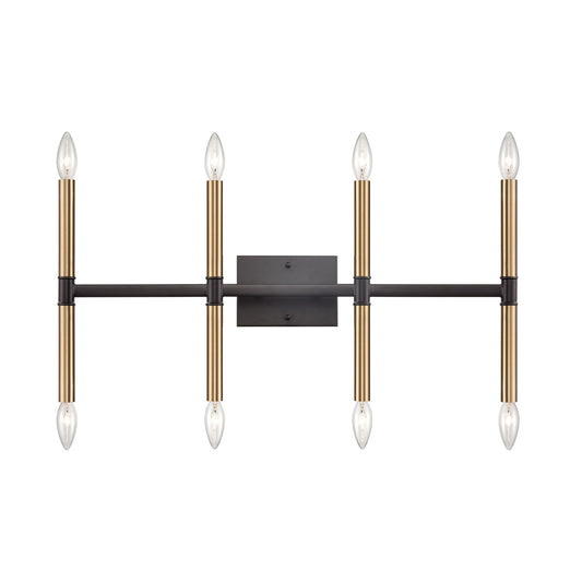 Notre Dame 13'' High 8-Light Bath Bar - Oil Rubbed Bronze and Gold
