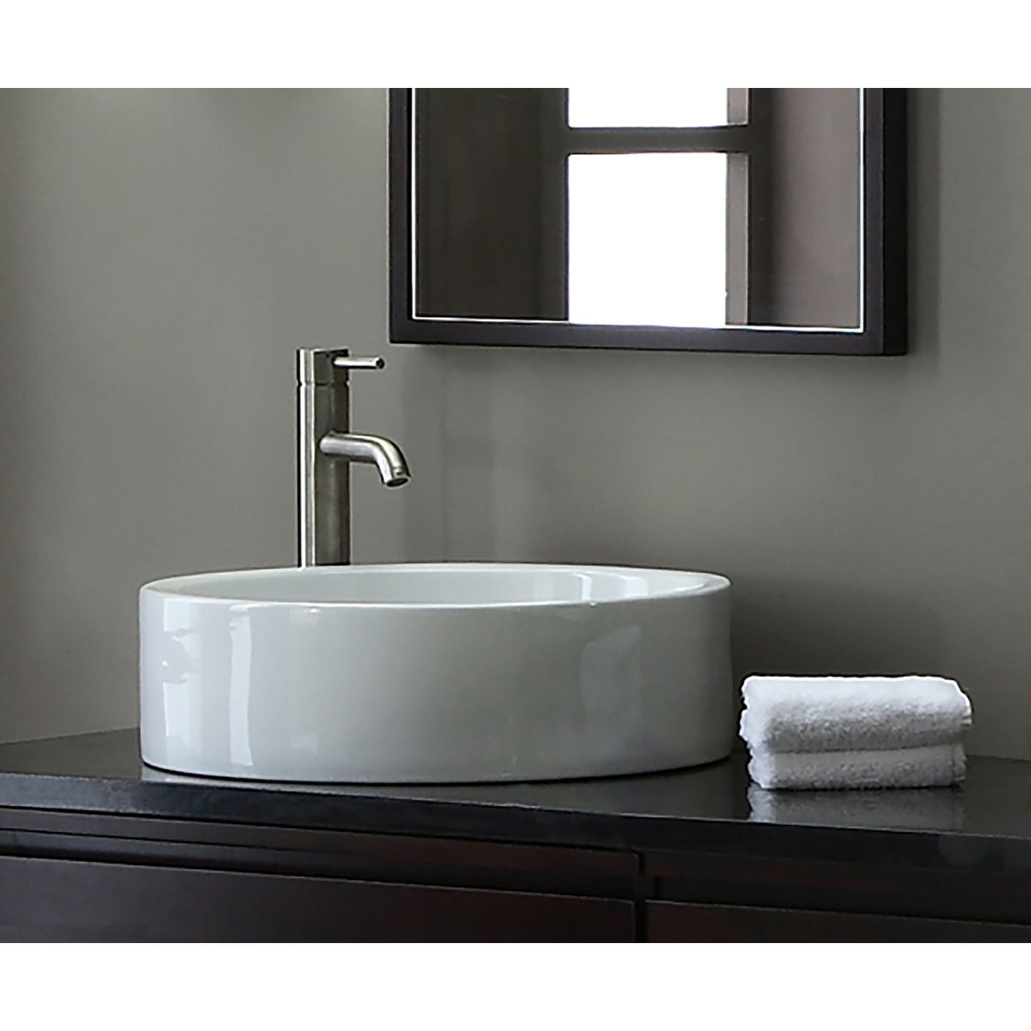 Vitreous China Cylindrical Vessel Sink - White