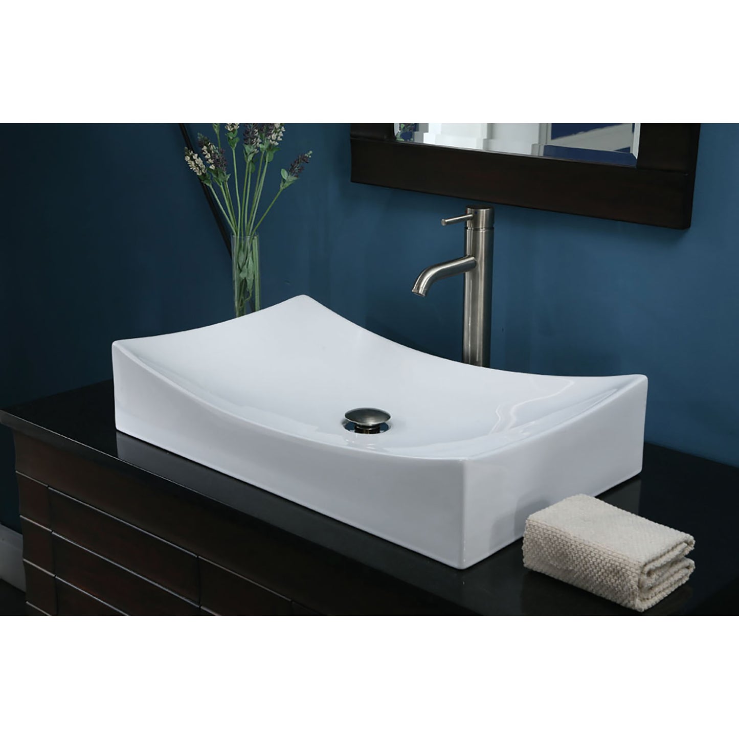 Vitreous China Rectangle Vessel Sink - White 26 inch