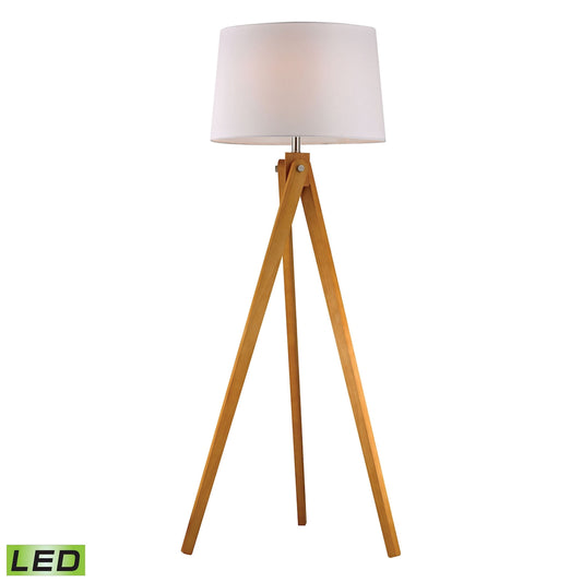 Wooden Tripod 63'' High 1-Light Floor Lamp - Natural - Includes LED Bulb