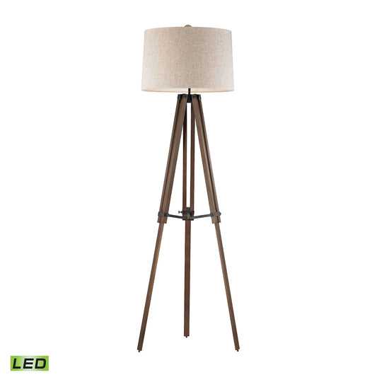Wooden Brace 62'' High 1-Light Floor Lamp - Black - Includes LED Bulb