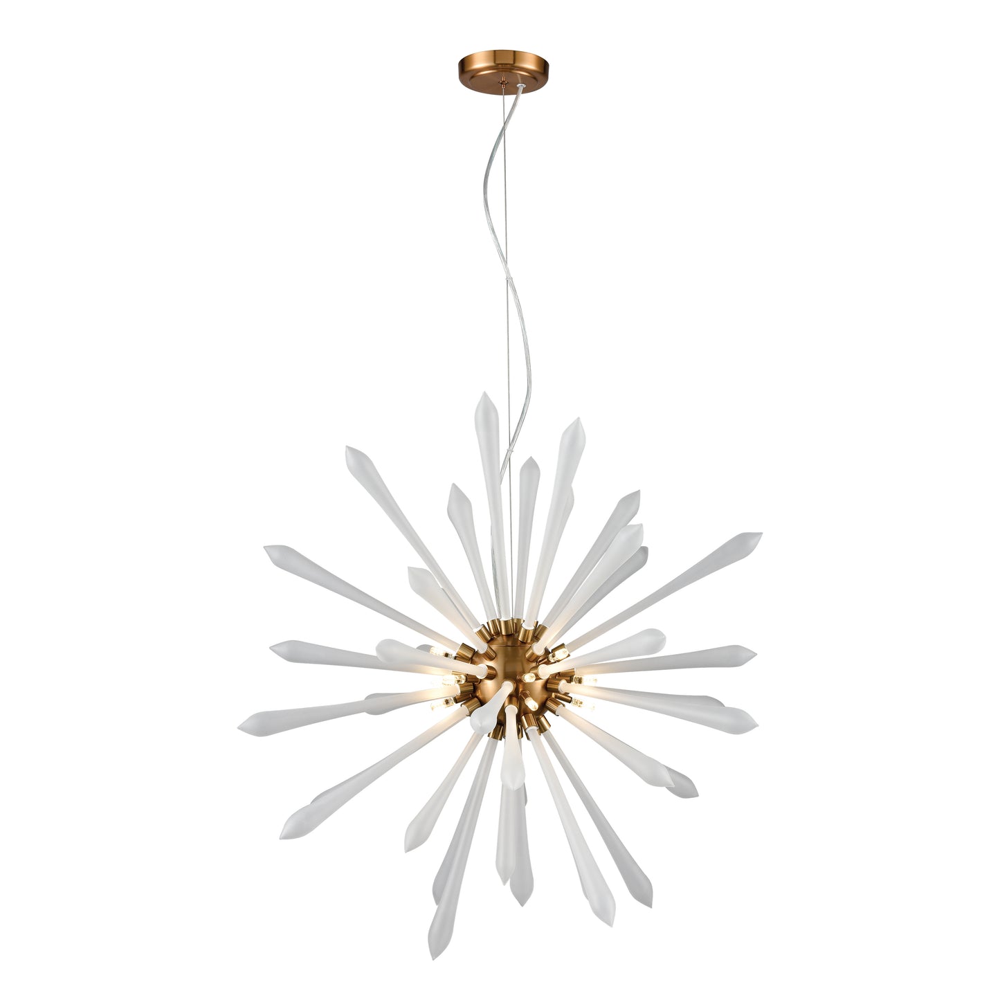 Spiritus 28'' Wide 13-Light Chandelier - Aged Brass with White