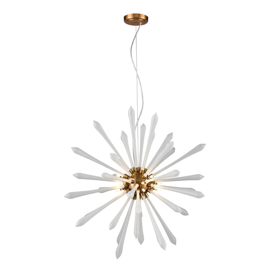 Spiritus 28'' Wide 13-Light Chandelier - Aged Brass with White