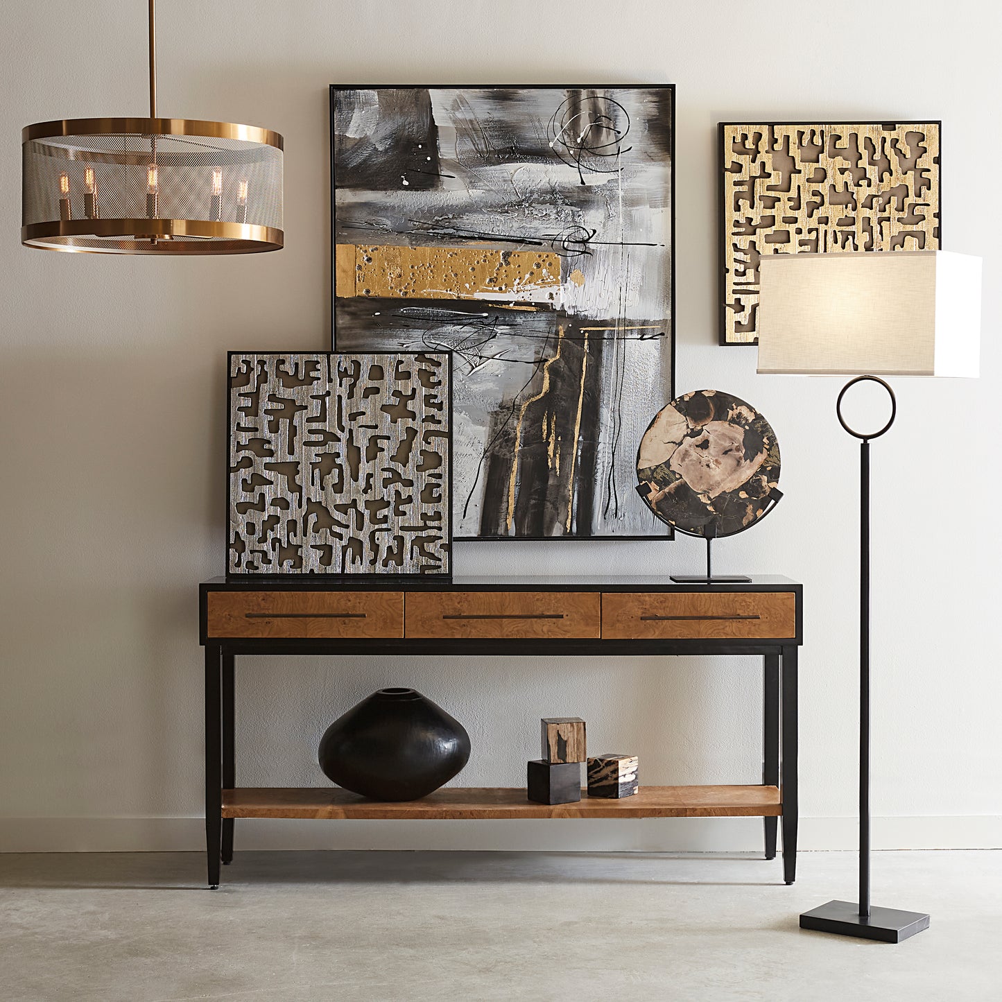 Line in the Sand 24'' Wide 8-Light Chandelier - Satin Brass