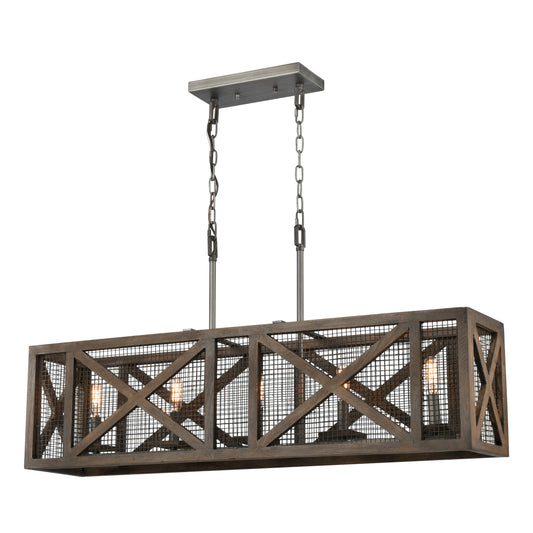 Stockyard 38'' Wide 5-Light Linear Chandelier - Weathered Zinc