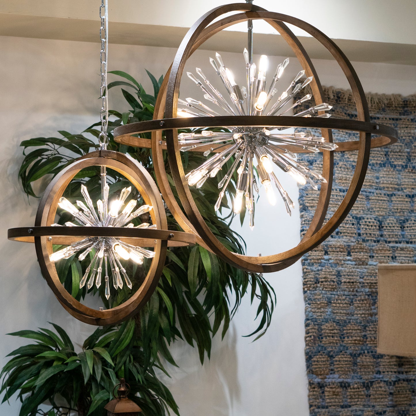 Morning Star 30'' Wide 10-Light Chandelier - Aged Fir with Chrome